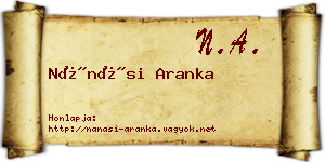 Nánási Aranka névjegykártya