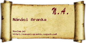 Nánási Aranka névjegykártya